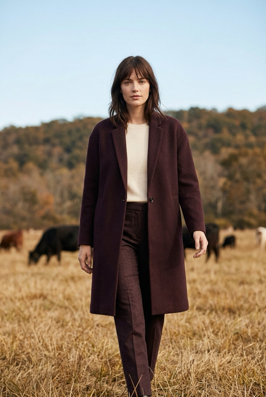 Madewell Burgundy Wool Coat Size S Double-Faced Long Coat Jacket